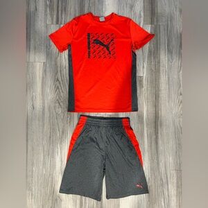 Puma Charcoal Gray and Red Apparel Set